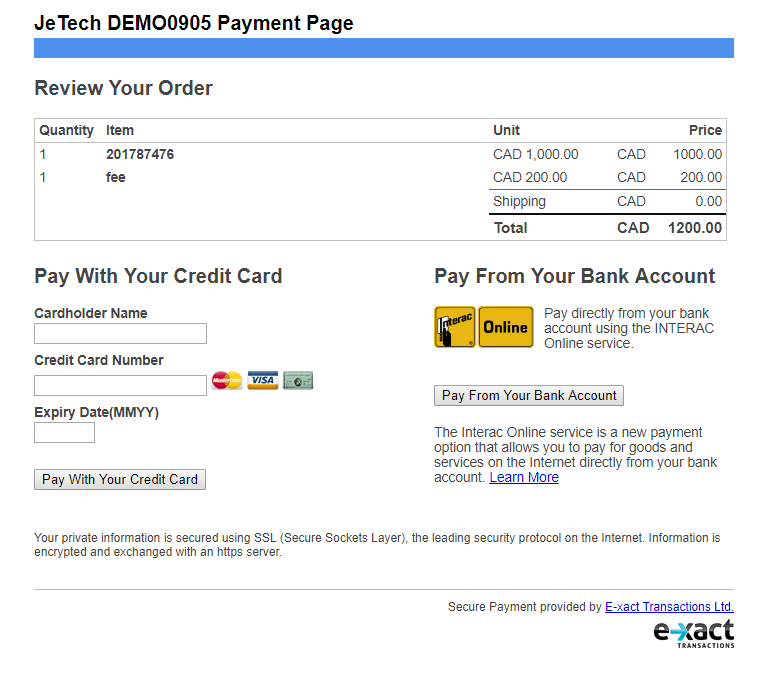 Payment Page