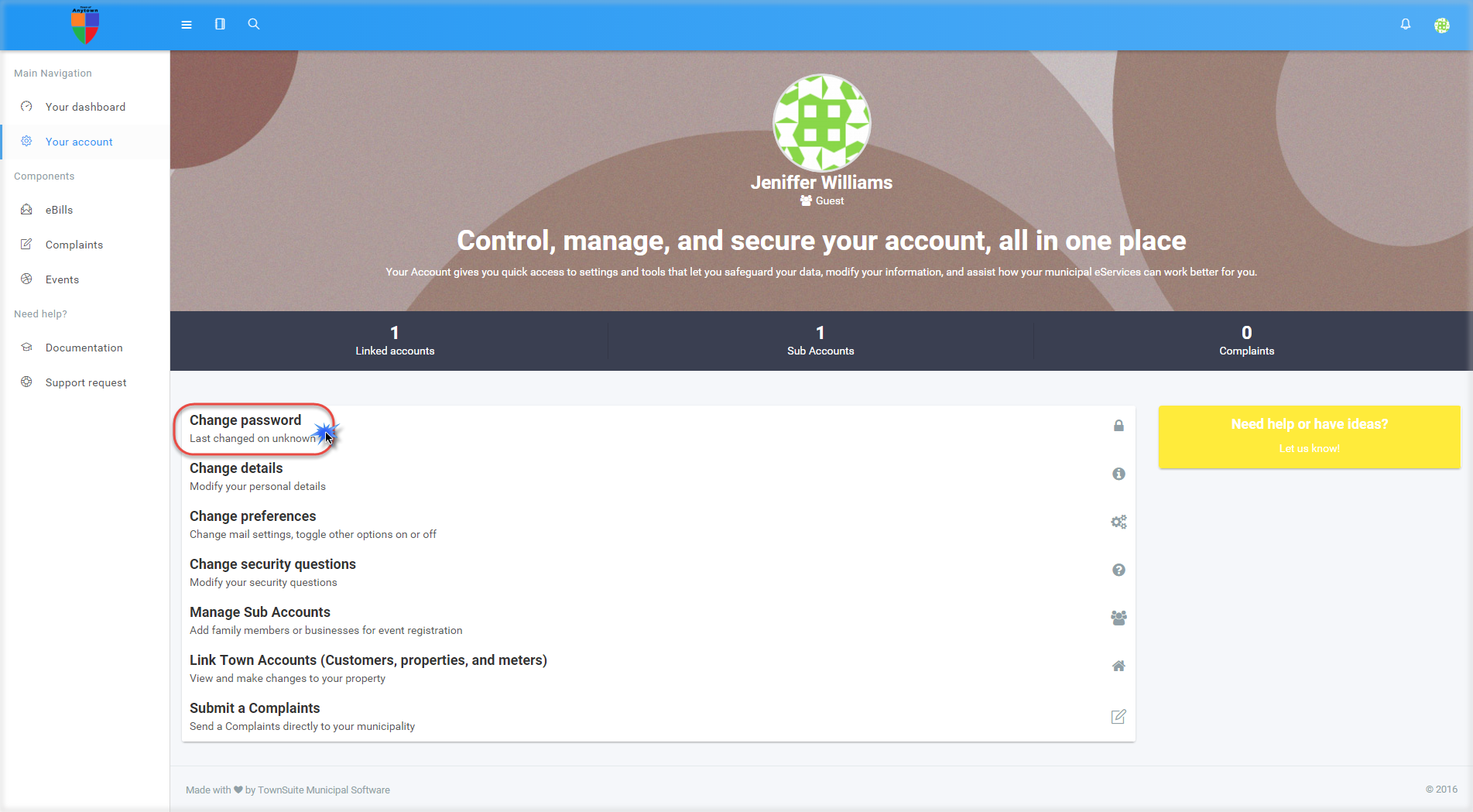 Account Settings Page