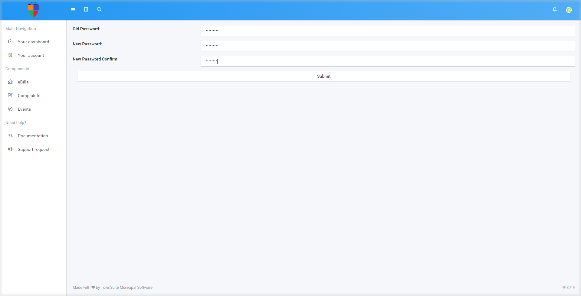 Change Password Page