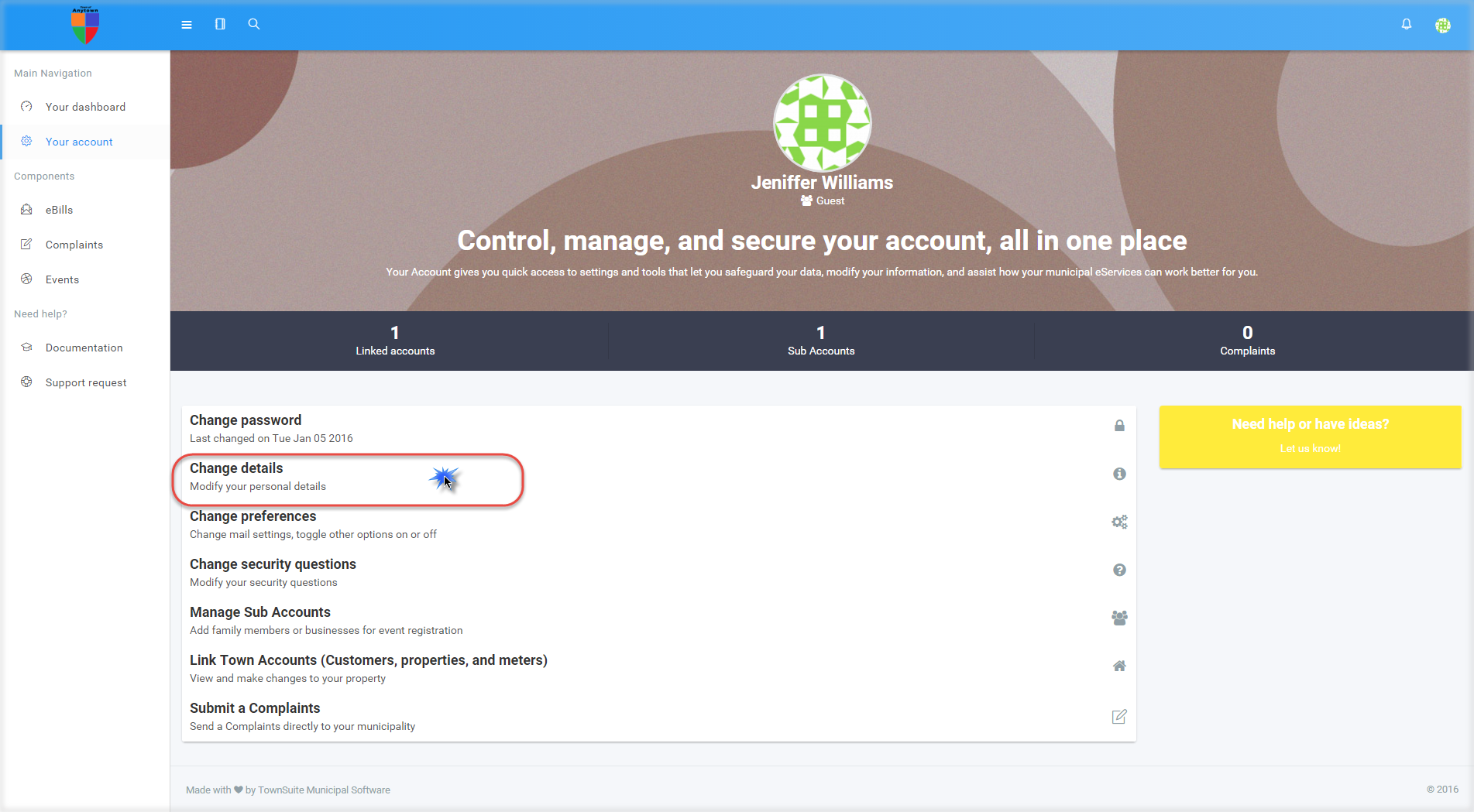 Account Settings Page