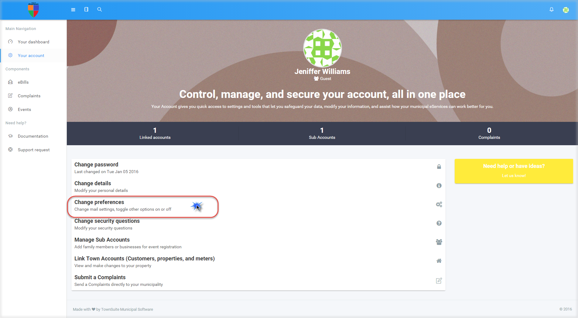 Account Settings Page