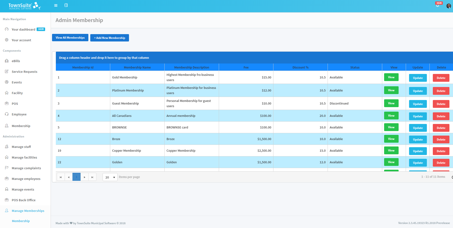 Admin Membership Page