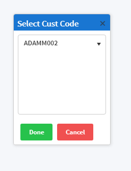 Select Customer Code