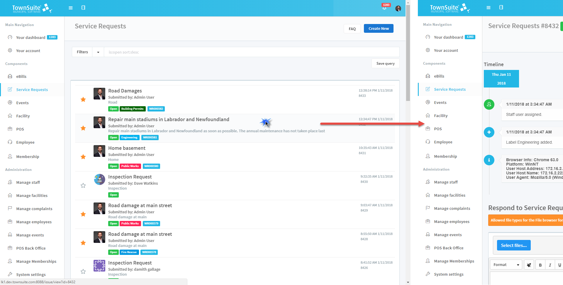 View Service Request By User