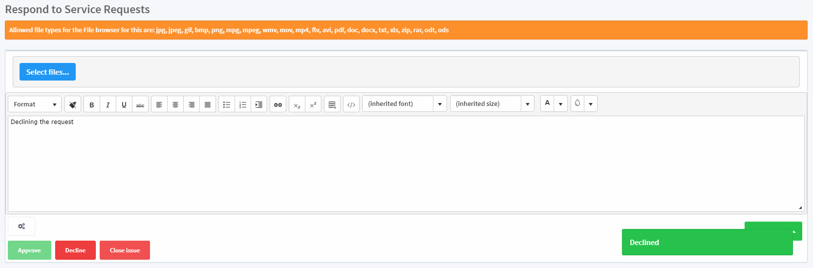 Approved Request Declined