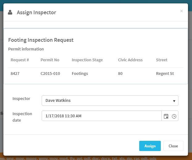 Assign Inspector Form