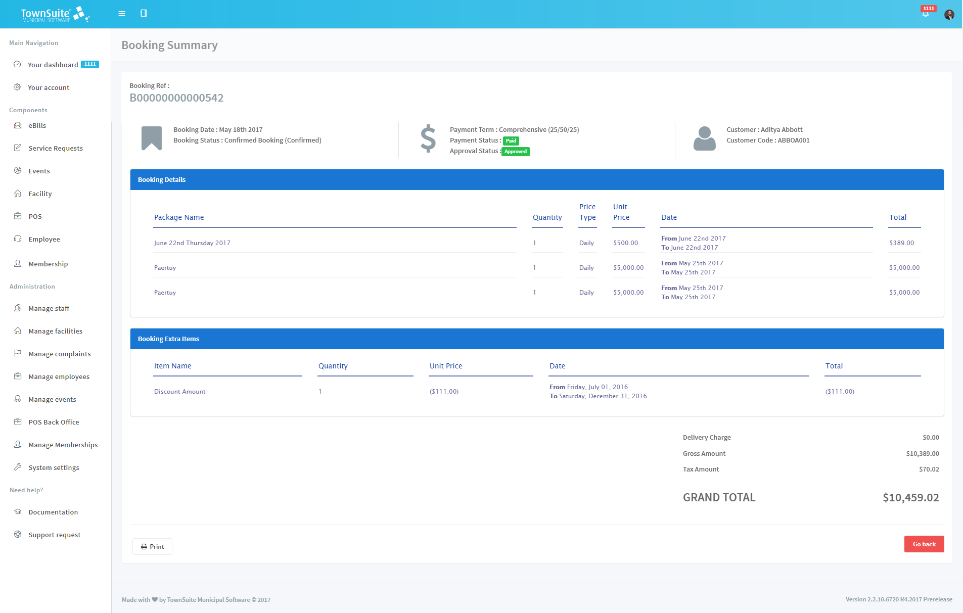 Booking Summary Page