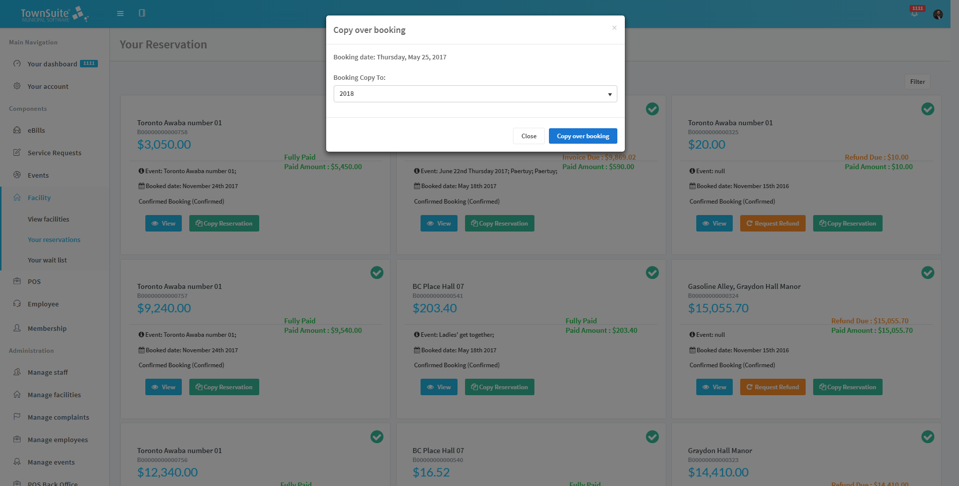 Copy Over Booking Form